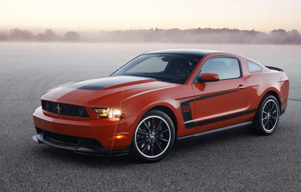 Picture red, fog, Ford, mustang, Mustang, Ford, boss 302