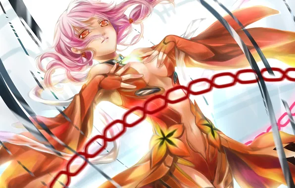 Girl, abstraction, guilty crown, pink hair, inori yuzuriha