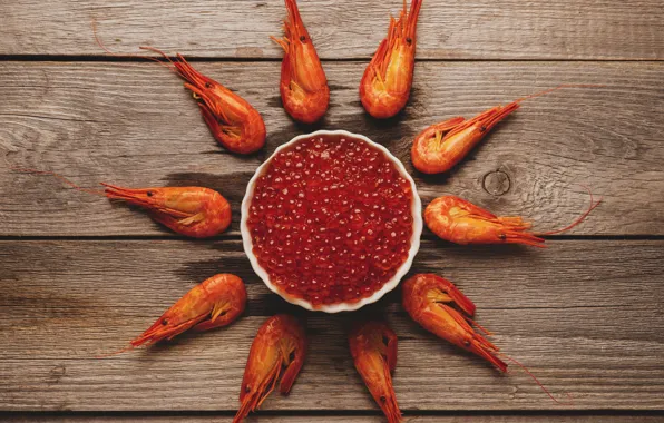 Creative, background, Board, Cup, red, caviar, shrimp, seafood