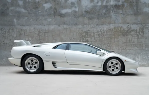 Picture Lamborghini, white, supercar, Diablo, side view, Lamborghini Diablo