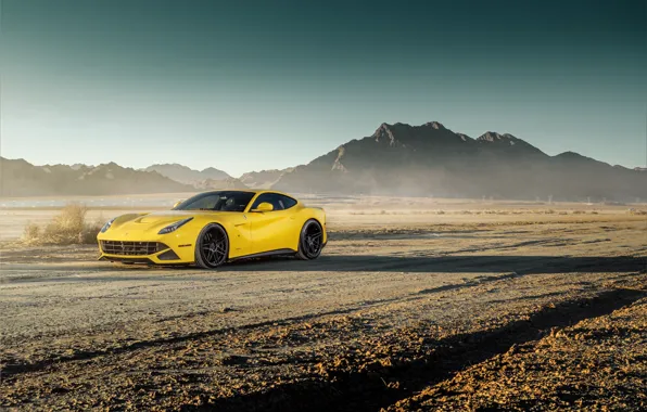 Wallpaper yellow, design, desert, cool, the ferrari f12
