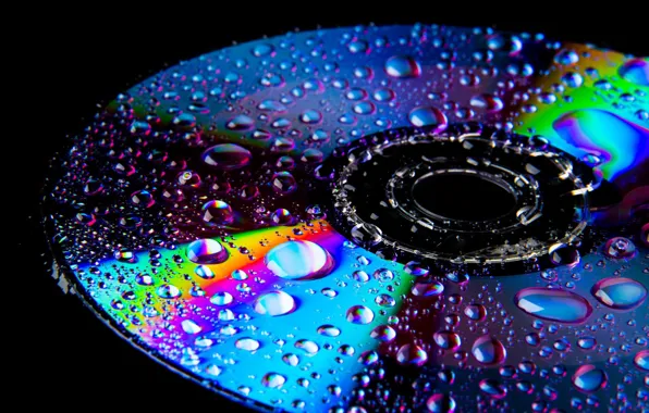 Drops, disk, black background