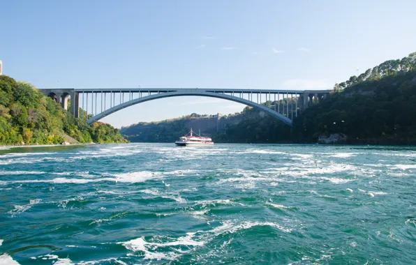 Summer, bridge, river, Niagara, summer, Nature, river, bridge
