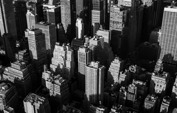 Windows, USA, United States, New York, Manhattan, NYC, New York City, black and white