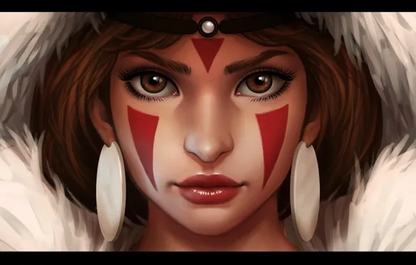 Picture girl, art, Princess Mononoke, mononoke hime, Princess Mononoke