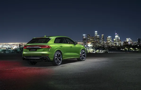 Night, the city, Audi, rear view, crossover, 2020, RS Q8