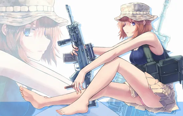 Girl, weapons, art, machine, call of duty, Panama, sitting, aoki