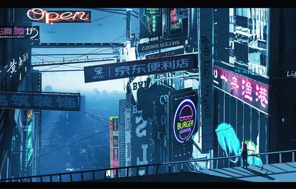 The city, people, signs