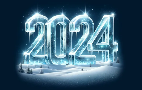 Winter, stars, light, snow, lights, the dark background, Shine, ice