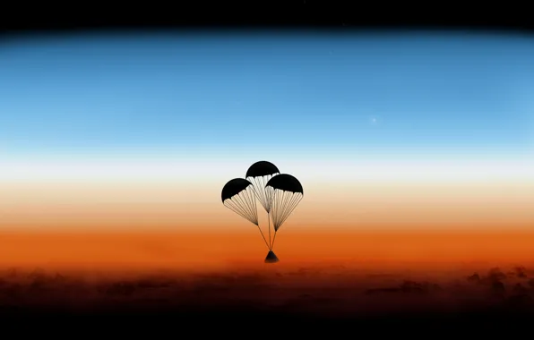 Picture the atmosphere, capsules, Orion, parachutes