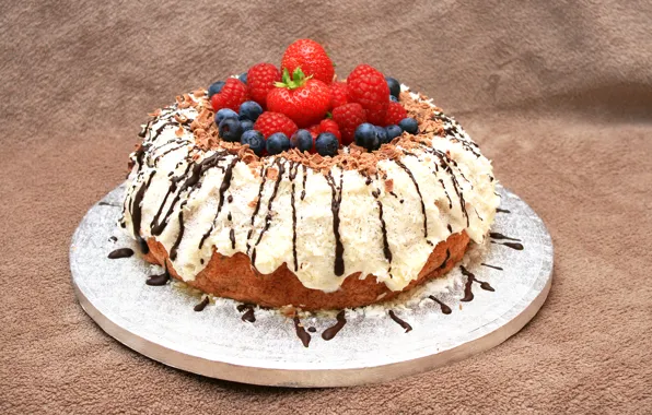 Picture berries, raspberry, chocolate, blueberries, strawberry, pie, cake, cakes