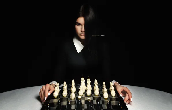 Picture look, girl, face, hair, chess, Alexander Drobkov-Light, Julia Khudoleeva