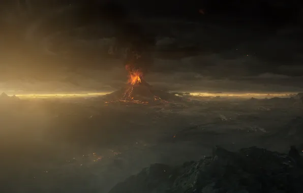 Fantasy, landscape, art, serial, mount, volcanic, mordor