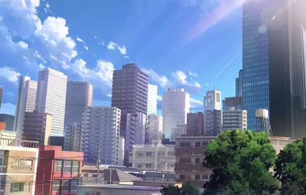 The sky, the city, building