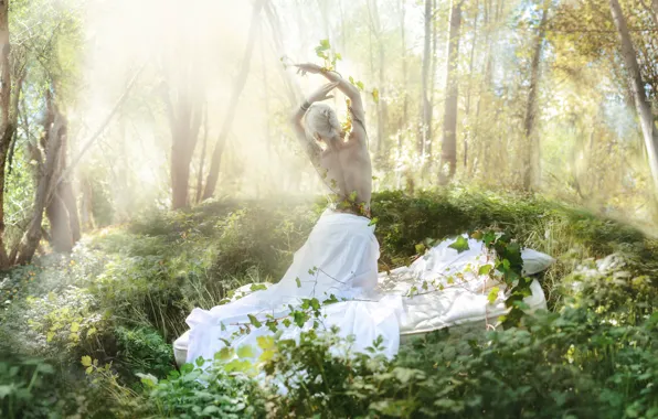 Girl, light, style, back, fantasy, image, nymph, photoart