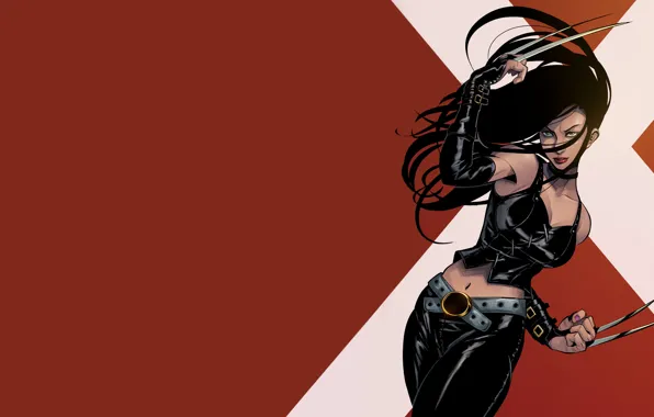 Claws, comics, red background, marvel, X-23, x-23