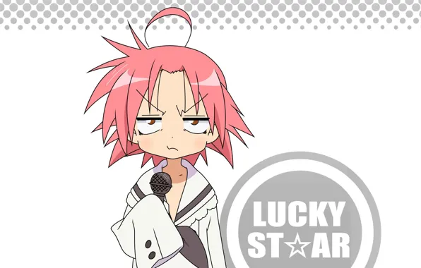 Microphone, schoolgirl, red hair, Lucky Star, Lucky star, squabbles, curly forelock, Akira Kogami