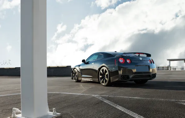 Picture GTR, Nissan, sports car, black, Nissan, rear