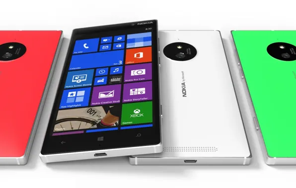 Picture Concept, Red, Green, White, Tesla, Nokia, Lumia, Smartphone