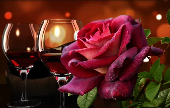 Holiday, rose, glasses