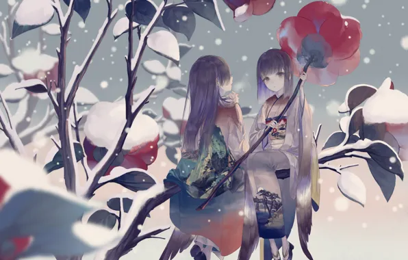 Winter, girls, fairies, yucata