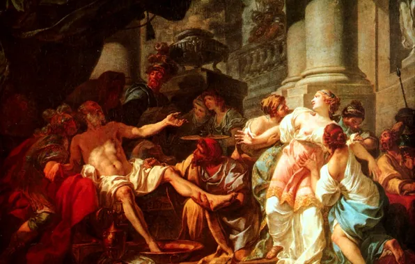 People, picture, chair, columns, The Death Of Seneca, Jacques-Louis David