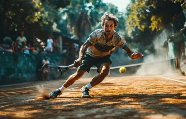 The ball, Sport, Male, Tennis, Racket, Digital art, AI art, The Art of Artificial Intelligence