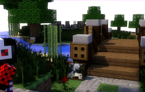 Bridge, picture, headphones, Minecraft, minecraft