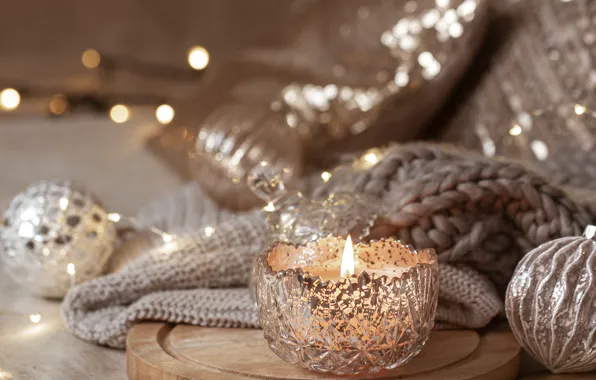 Picture balls, balls, candle, Christmas, New year