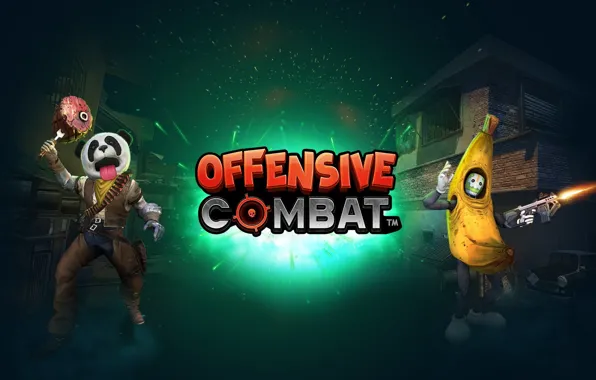 Light, night, building, robot, Panda, Weapons, cowboy, banana