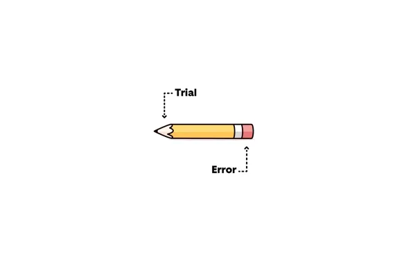 Picture minimalism, trial, error, illustration, humor, white background, simple background, Pencil