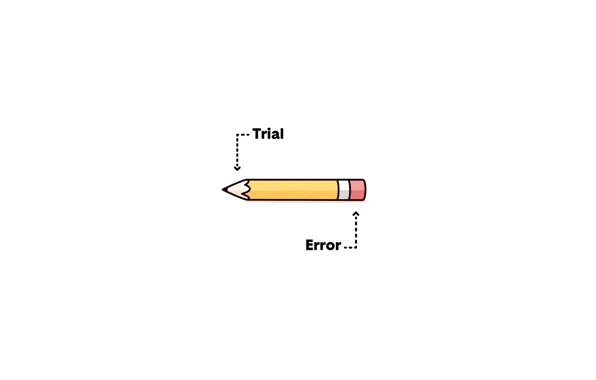 Minimalism, trial, error, illustration, humor, white background, simple background, Pencil