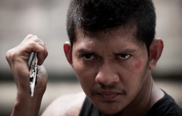 Look, pose, portrait, knife, IKO Uwais, Beyond Skyline, Skyline 2, Iko Uwais