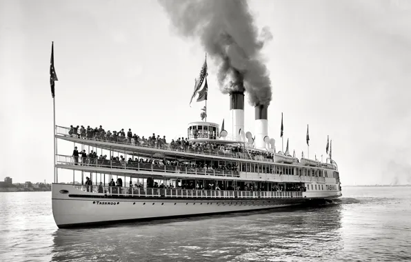 Retro, ship, steamer, USA, 1901-the year