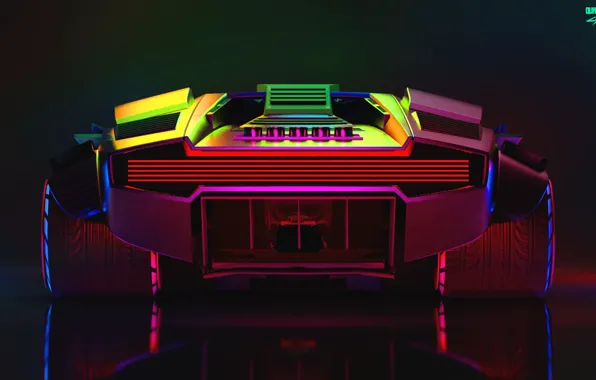 Auto, Lamborghini, Neon, Machine, Car, Art, Neon, Countach