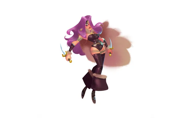 Girl, hair, figure, legs, knives, Steele