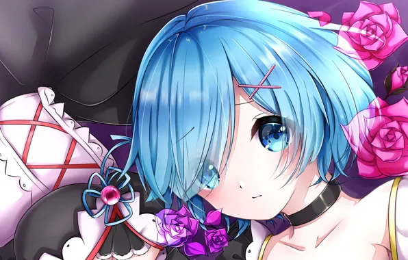 Look, girl, flowers, clips, REM, Re Zero Kara Hajime Chip Isek Or Seikatsu