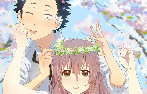 Girl, spring, guy, two, wreath, uvety, You no Katachi, Form voice