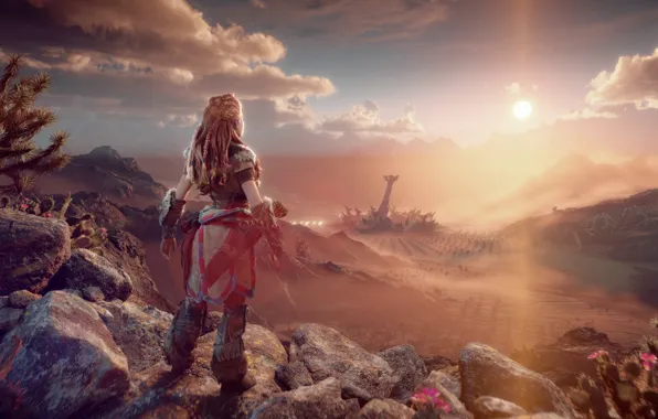 Girl, Desert, game, Horizon, PS4, Play Station, Aloy, horizon zero dawn
