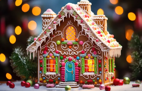 Winter, snow, house, pattern, cookies, Christmas, sweets, New year