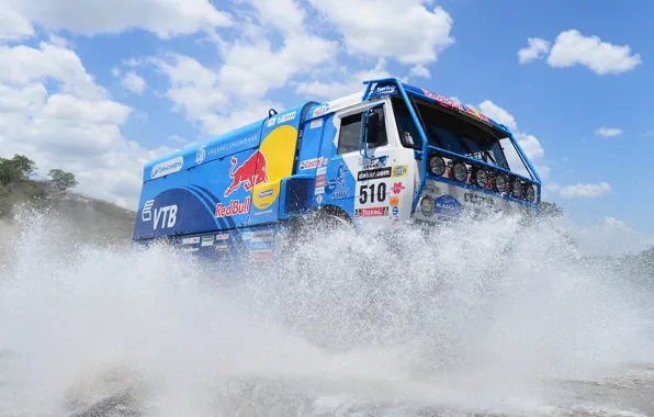 Picture The sky, Water, Blue, Sport, Day, Squirt, Red Bull, KAMAZ