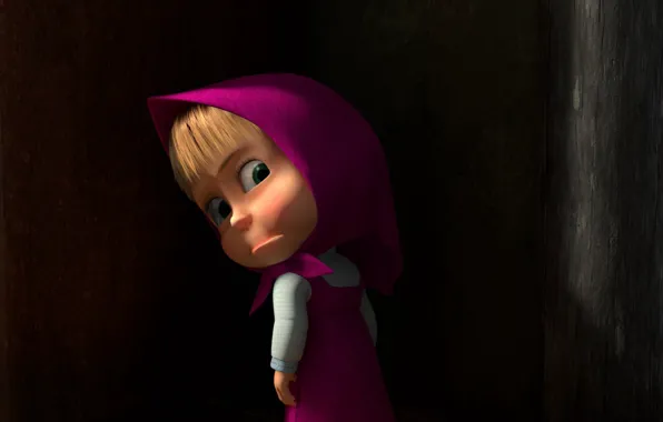 Picture look, resentment, girl, shawl, sundress, Masha, in the dark, Masha and the Bear