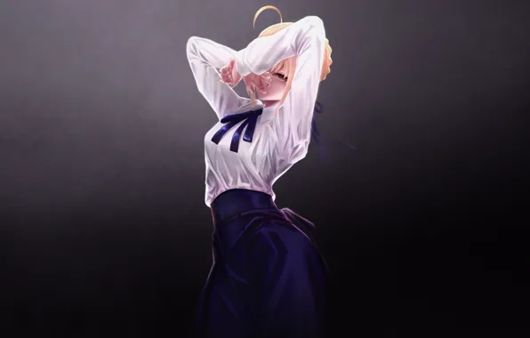 Picture Girl, Art, Style, Blonde, Illustration, Minimalism, Saber, Character