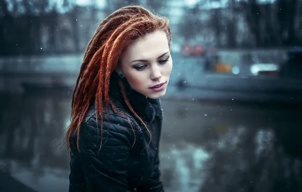 Snow, jacket, redhead, girl Natasha