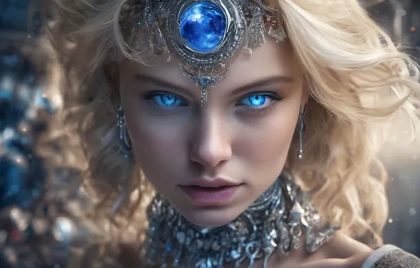 Look, girl, magic, portrait, beautiful, Diadema, digital art, charming