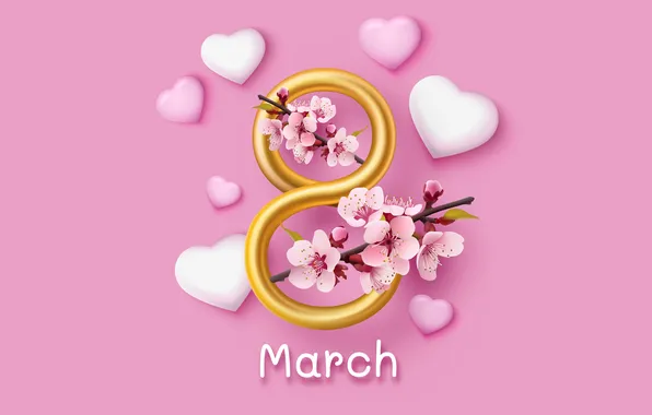 Flowers, figure, happy, March 8, flowers, spring, number, With the holiday