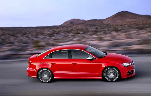 Audi, Auto, Machine, Sedan, Sedan, Side view, In Motion, Krasny