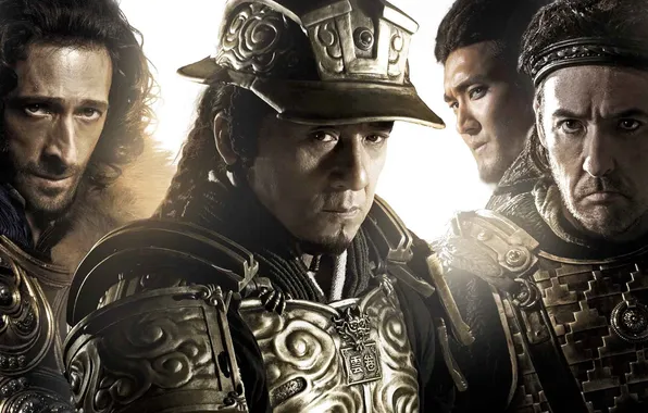 Armor, helmet, warriors, poster, Jackie Chan, Jackie Chan, Adrien Brody, Adrian Brody