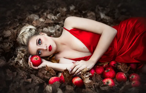 Picture lies, apples, girl