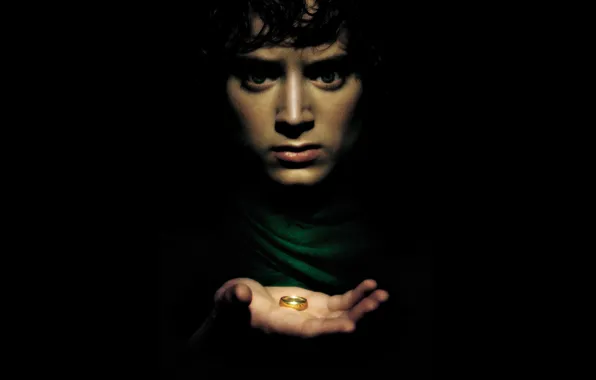 Picture look, background, black, hand, ring, fantasy, actor, Frodo